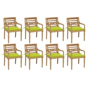 vidaXL, vidaXL Batavia-Stühle mit Kissen 8 Stk. Massivholz Teak
