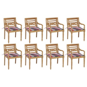 vidaXL, vidaXL Batavia-Stühle mit Kissen 8 Stk. Massivholz Teak, vidaXL Batavia-Stühle mit Kissen 8 Stk. Massivholz Teak