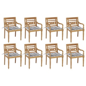 vidaXL, vidaXL Batavia-Stühle mit Kissen 8 Stk. Massivholz Teak, vidaXL Batavia-Stühle mit Kissen 8 Stk. Massivholz Teak