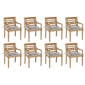 vidaXL, vidaXL Batavia-Stühle mit Kissen 8 Stk. Massivholz Teak