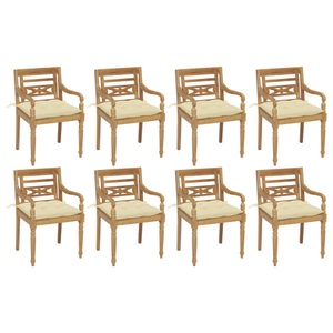 vidaXL, vidaXL Batavia-Stühle mit Kissen 8 Stk. Massivholz Teak, 