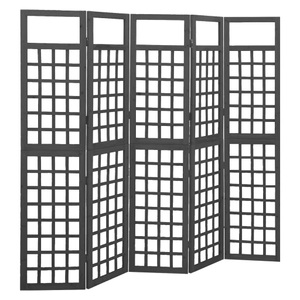 vidaXL, vidaXL 5-tlg. Paravent/Spalier Massivholz Tanne Schwarz 201,5x180 cm, vidaXL Spalier/Paravent 5-teilig Massivholz Tanne Schwarz 201,5x180 cm