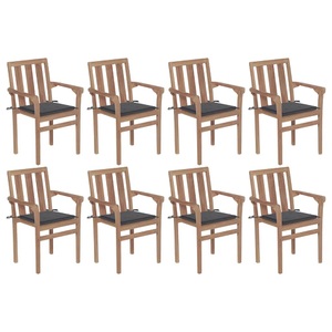 vidaXL, vidaXL Stapelbare Gartenstühle mit Kissen 8 Stk. Massivholz Teak, vidaXL Stapelbare Gartenstühle mit Kissen 8 Stk. Massivholz Teak