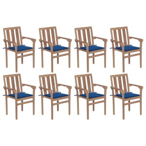 vidaXL, vidaXL Stapelbare Gartenstühle mit Kissen 8 Stk. Massivholz Teak, vidaXL Stapelbare Gartenstühle mit Kissen 8 Stk. Massivholz Teak