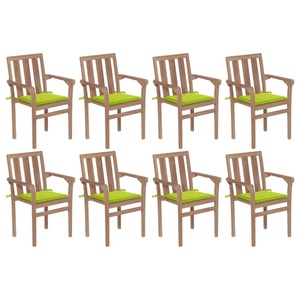 vidaXL, vidaXL Stapelbare Gartenstühle mit Kissen 8 Stk. Massivholz Teak, vidaXL Stapelbare Gartenstühle mit Kissen 8 Stk. Massivholz Teak
