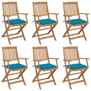 vidaXL, vidaXL Klappbare Gartenstühle 6 Stk. mit Kissen Massivholz Akazie, 