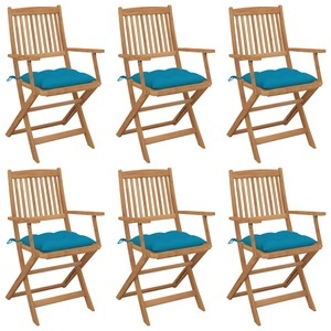 vidaXL, vidaXL Klappbare Gartenstühle 6 Stk. mit Kissen Massivholz Akazie