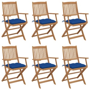 vidaXL, vidaXL Klappbare Gartenstühle 6 Stk. mit Kissen Massivholz Akazie, vidaXL Klappbare Gartenstühle 6 Stk. mit Kissen Massivholz Akazie