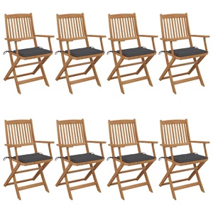 vidaXL, vidaXL Klappbare Gartenstühle 8 Stk. mit Kissen Massivholz Akazie