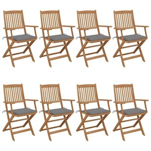 vidaXL, vidaXL Klappbare Gartenstühle 8 Stk. mit Kissen Massivholz Akazie