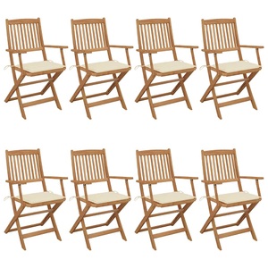 vidaXL, vidaXL Klappbare Gartenstühle 8 Stk. mit Kissen Massivholz Akazie