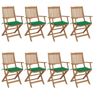 vidaXL, vidaXL Klappbare Gartenstühle 8 Stk. mit Kissen Massivholz Akazie, 