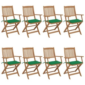 vidaXL Klappbare Gartenstühle 8 Stk. mit Kissen Massivholz Akazie