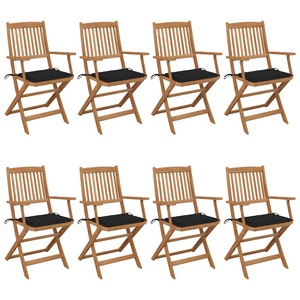 vidaXL, vidaXL Klappbare Gartenstühle 8 Stk. mit Kissen Massivholz Akazie, vidaXL Klappbare Gartenstühle 8 Stk. mit Kissen Massivholz Akazie