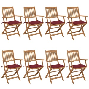 vidaXL Klappbare Gartenstühle 8 Stk. mit Kissen Massivholz Akazie