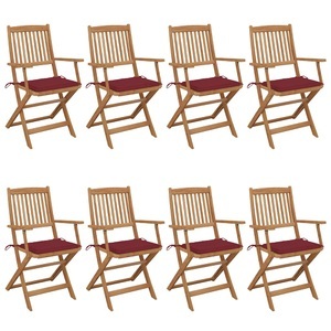 vidaXL, vidaXL Klappbare Gartenstühle 8 Stk. mit Kissen Massivholz Akazie