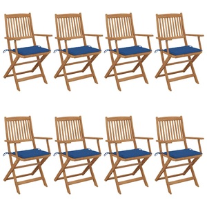 vidaXL Klappbare Gartenstühle 8 Stk. mit Kissen Massivholz Akazie