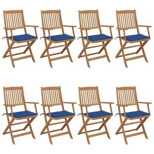 vidaXL, vidaXL Klappbare Gartenstühle 8 Stk. mit Kissen Massivholz Akazie