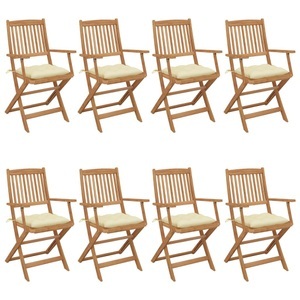 vidaXL, vidaXL Klappbare Gartenstühle 8 Stk. mit Kissen Massivholz Akazie, vidaXL Klappbare Gartenstühle 8 Stk. mit Kissen Massivholz Akazie