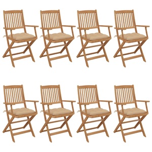 vidaXL, vidaXL Klappbare Gartenstühle 8 Stk. mit Kissen Massivholz Akazie