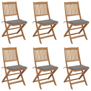 vidaXL, vidaXL Klappbare Gartenstühle 6 Stk. mit Kissen Massivholz Akazie, 