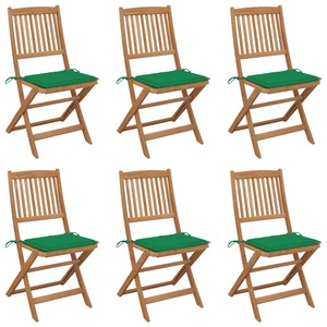 vidaXL, vidaXL Klappbare Gartenstühle 6 Stk. mit Kissen Massivholz Akazie, 