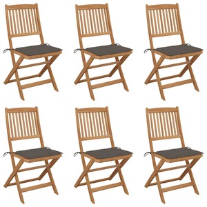 vidaXL, vidaXL Klappbare Gartenstühle 6 Stk. mit Kissen Massivholz Akazie, 