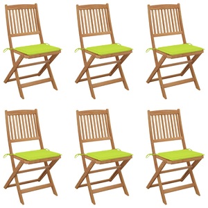 vidaXL, vidaXL Klappbare Gartenstühle 6 Stk. mit Kissen Massivholz Akazie