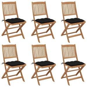 vidaXL, vidaXL Klappbare Gartenstühle 6 Stk. mit Kissen Massivholz Akazie, 