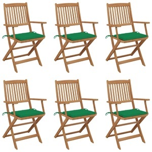 vidaXL, vidaXL Klappbare Gartenstühle 6 Stk. mit Kissen Massivholz Akazie