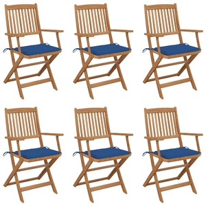 vidaXL, vidaXL Klappbare Gartenstühle 6 Stk. mit Kissen Massivholz Akazie