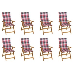 vidaXL, vidaXL Klappbare Gartenstühle mit Kissen 8 Stk. Massivholz Akazie, vidaXL Klappbare Gartenstühle mit Kissen 8 Stk. Massivholz Akazie