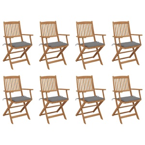 vidaXL, vidaXL Klappbare Gartenstühle mit Kissen 8 Stk. Massivholz Akazie, vidaXL Klappbare Gartenstühle mit Kissen 8 Stk. Massivholz Akazie