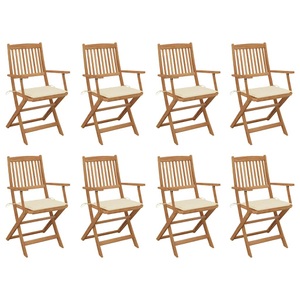 vidaXL, vidaXL Klappbare Gartenstühle mit Kissen 8 Stk. Massivholz Akazie, vidaXL Klappbare Gartenstühle mit Kissen 8 Stk. Massivholz Akazie