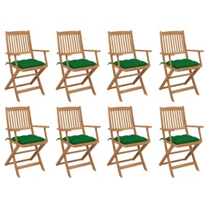 vidaXL, vidaXL Klappbare Gartenstühle mit Kissen 8 Stk. Massivholz Akazie, vidaXL Klappbare Gartenstühle mit Kissen 8 Stk. Massivholz Akazie