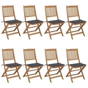 vidaXL, vidaXL Klappbare Gartenstühle 8 Stk. mit Kissen Massivholz Akazie