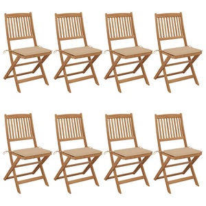 vidaXL Klappbare Gartenstühle 8 Stk. mit Kissen Massivholz Akazie