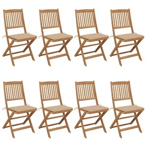 vidaXL, vidaXL Klappbare Gartenstühle 8 Stk. mit Kissen Massivholz Akazie
