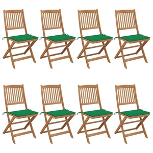 vidaXL, vidaXL Klappbare Gartenstühle 8 Stk. mit Kissen Massivholz Akazie, 