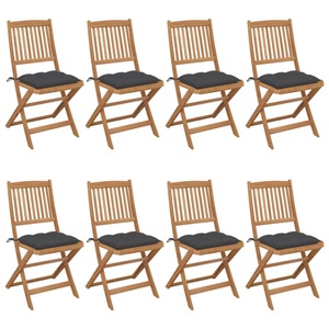 vidaXL, vidaXL Klappbare Gartenstühle 8 Stk. mit Kissen Massivholz Akazie, 