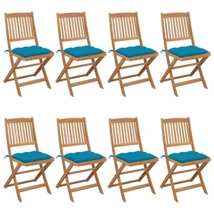 vidaXL, vidaXL Klappbare Gartenstühle 8 Stk. mit Kissen Massivholz Akazie, 