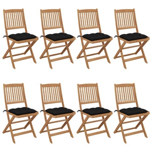 vidaXL Klappbare Gartenstühle 8 Stk. mit Kissen Massivholz Akazie