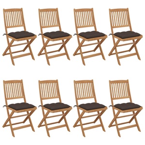 vidaXL, vidaXL Klappbare Gartenstühle 8 Stk. mit Kissen Massivholz Akazie, 