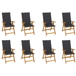 vidaXL, vidaXL Klappbare Gartenstühle mit Kissen 8 Stk. Massivholz Akazie, vidaXL Klappbare Gartenstühle mit Kissen 8 Stk. Massivholz Akazie