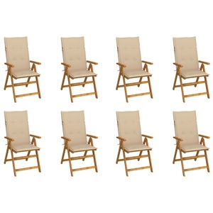vidaXL, vidaXL Klappbare Gartenstühle mit Kissen 8 Stk. Massivholz Akazie, vidaXL Klappbare Gartenstühle mit Kissen 8 Stk. Massivholz Akazie