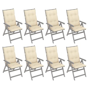vidaXL, vidaXL Verstellbare Gartenstühle mit Auflagen 8 Stk. Grau Akazienholz, 