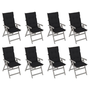 vidaXL, vidaXL Verstellbare Gartenstühle mit Auflagen 8 Stk. Grau Akazienholz, 