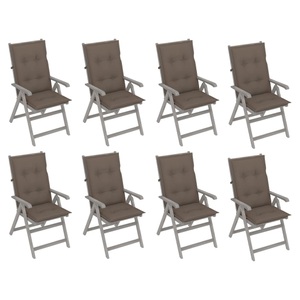 vidaXL, vidaXL Verstellbare Gartenstühle mit Auflagen 8 Stk. Grau Akazienholz, 
