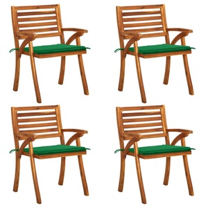 vidaXL, vidaXL Gartenstühle mit Kissen 4 Stk. Massivholz Akazie, vidaXL Gartenstühle mit Kissen 4 Stk. Massivholz Akazie