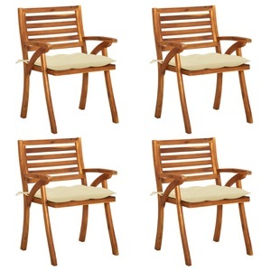 vidaXL, vidaXL Gartenstühle mit Kissen 4 Stk. Massivholz Akazie